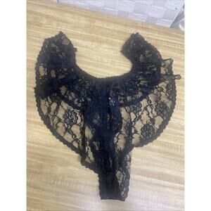 Designs By Faris Black Lace Sheer Sissy Loose Lingerie Bottoms Sz Large USA Made